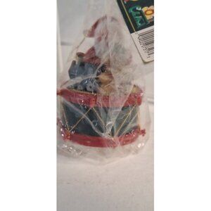 JoyBrite Collectible Ornaments Santa on drum with train bear NIP